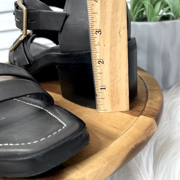 RAG & BONE l Metal Gray Strappy Heel Fallon Leather Sandal Brass Buckle 9.5 - Picture 7 of 14